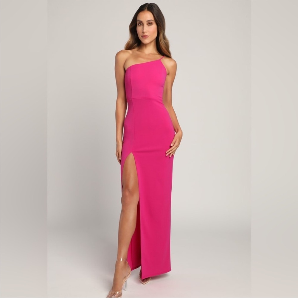 Lulu's Vibrant Pink One-Shoulder Dress